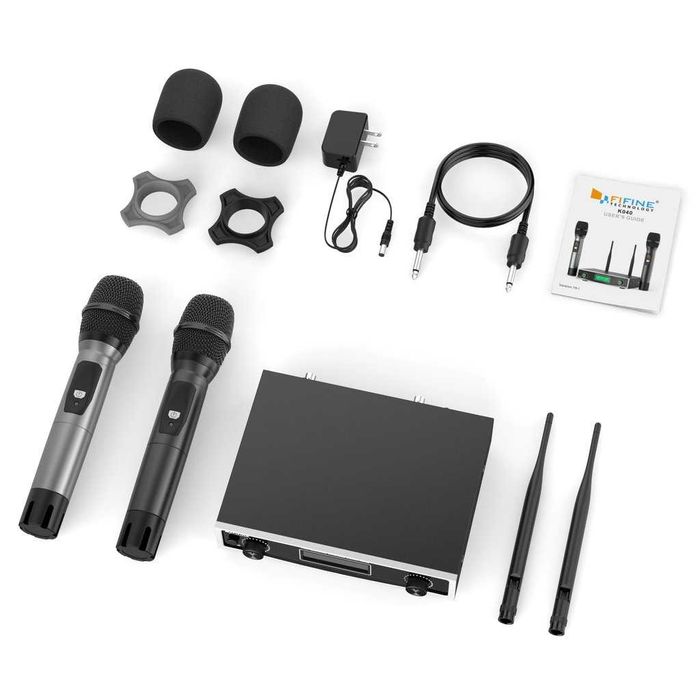 Fifine K040 UHF Wireless Singing Karaoke Mic Dual Handheld Microphone