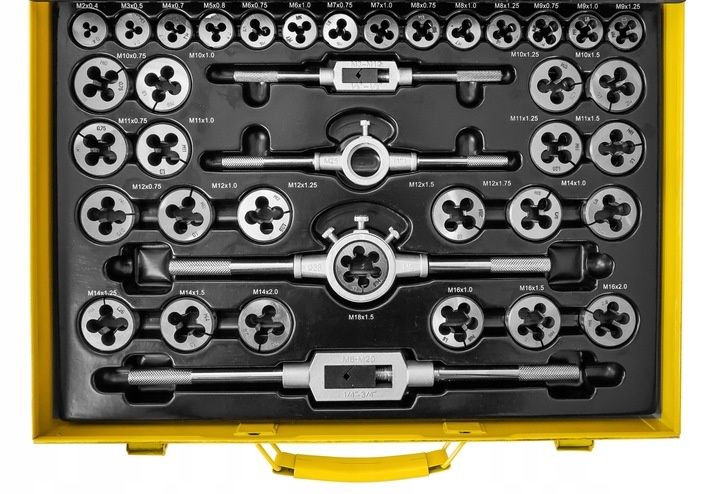 Set tarozi și filiere 110 piese din oțel calit cu geanta metalică