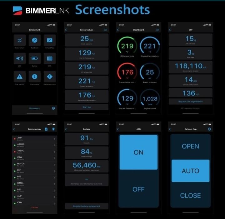iOS BMW Tester BM+ Vlinker BimmerLink BimmerCode Carista Jscan Carly