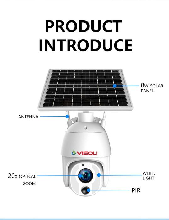 Camera de supraveghere Sim 4G Visoli® VS-S10 4G Zoom Optic 20X, 5MP