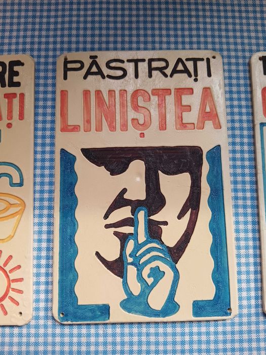 Tăblițe ,tabla de avertizare comuniste, vechi de colectie, provin din comunism, Reclame,protecția muncii vechi,rare