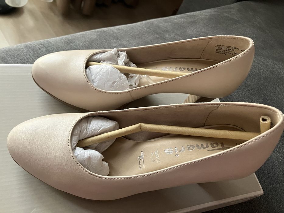 Евтини Обувки тамарис в цвят слонова кост, естествена кожа, 36, нови