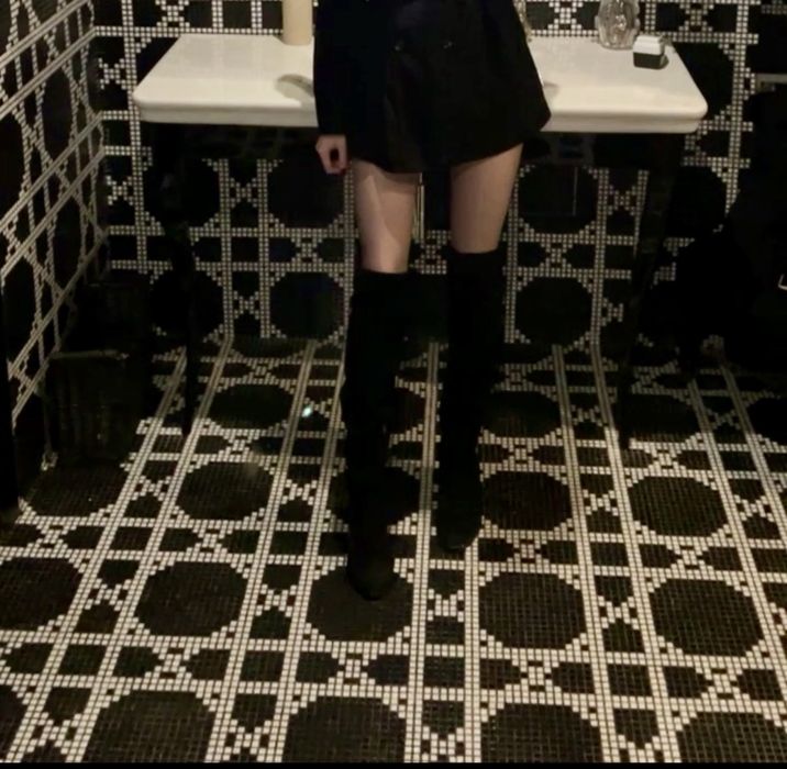 Ботфорты черные замшевые