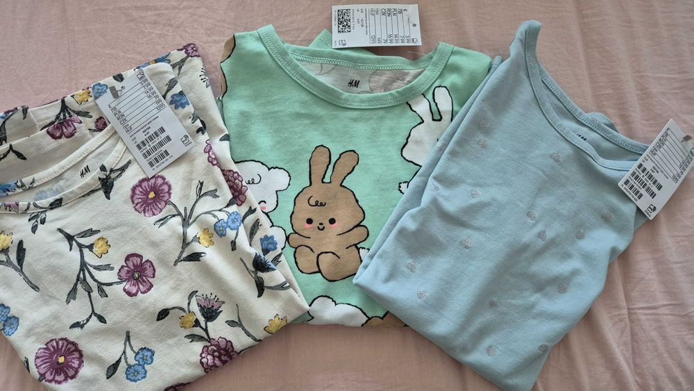 Нови 4 бр. памучни блузки 6-8 години, рокли Елза и Анна