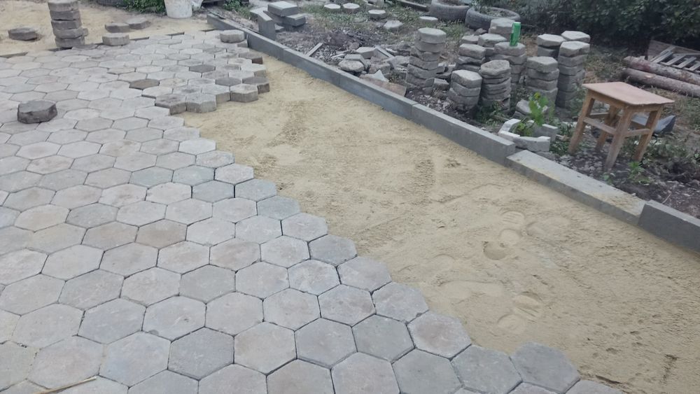 Брусчатка асфальт поребрик бордюр