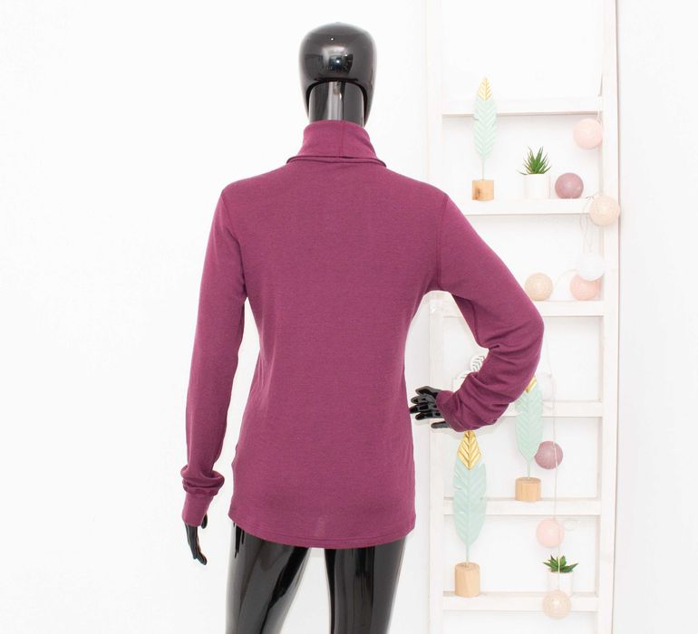 Janus блуза дамска от мериносна вълна лилава поло яка термо бельо L