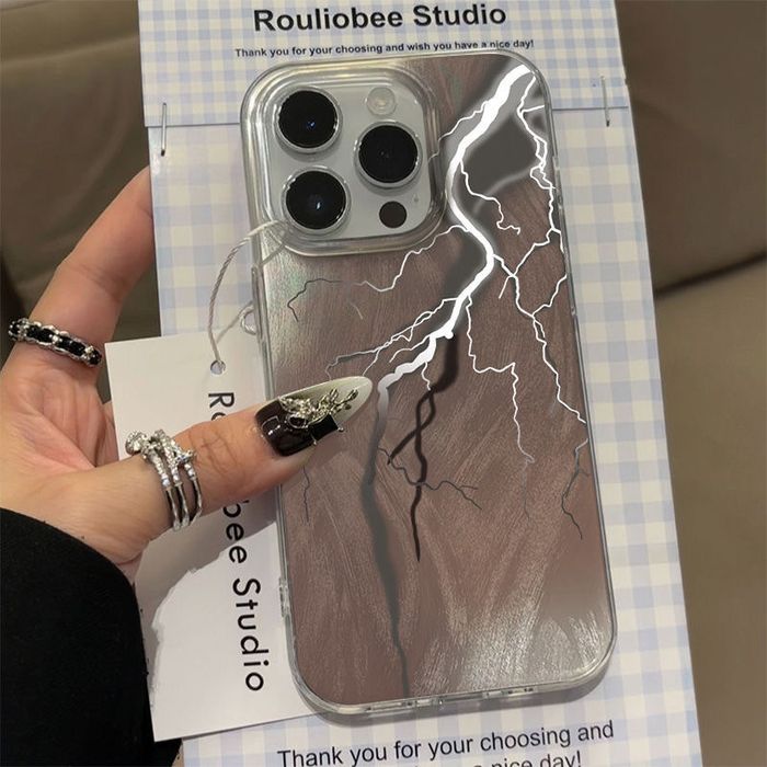 Iphone uchun Chaqmoq Dizayinli Shaffof Chexol Trendli va Kuchli Ximoya