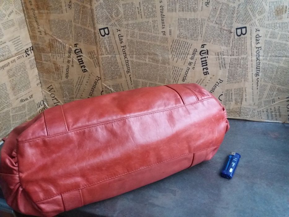 дамска чанта Италианска керемидено червена чанта-естествена кожа