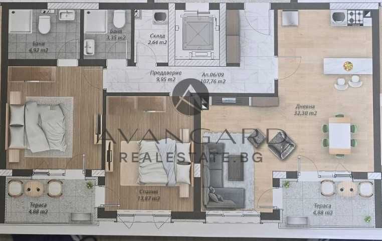 Продава се Тристаен апартамент в Пловдив, Беломорски - 107 кв.м за 1233 €/кв.м - Снимка #4