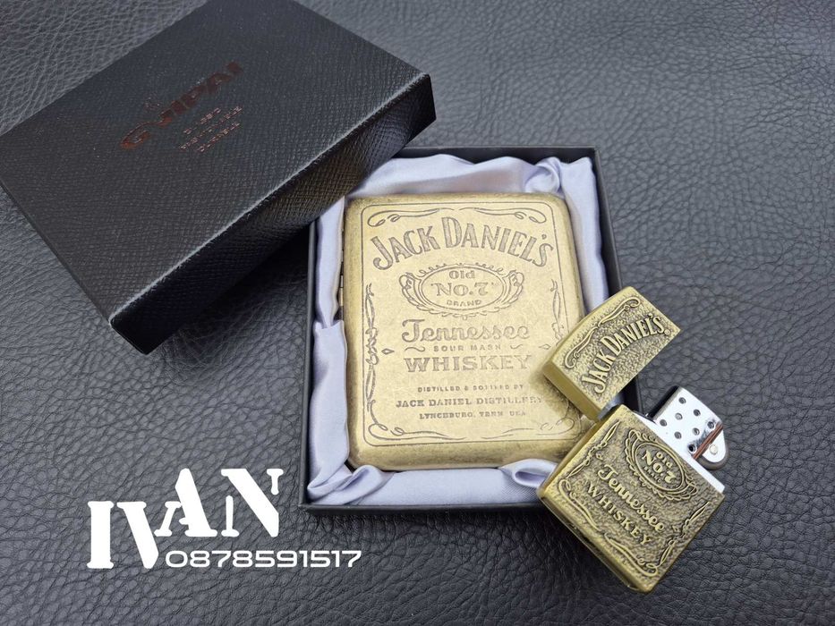 Табакера от месинг и запалка комплект Jack Daniel's