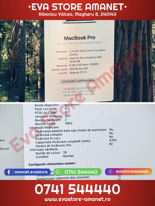 Apple MacBook Pro 13 2019 A1989 Intel i5 256GB 8GB RAM TouchBar