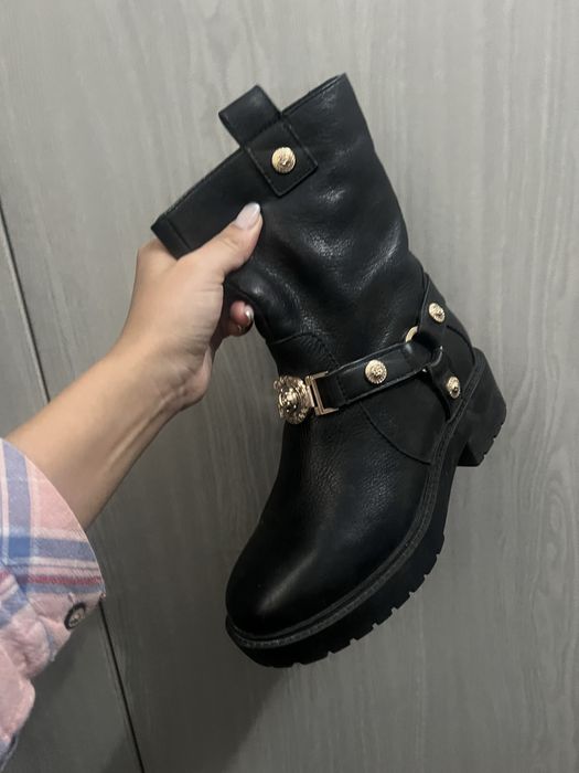 Зимние сапоги полусапожки кожа коженные ботинки сапожки