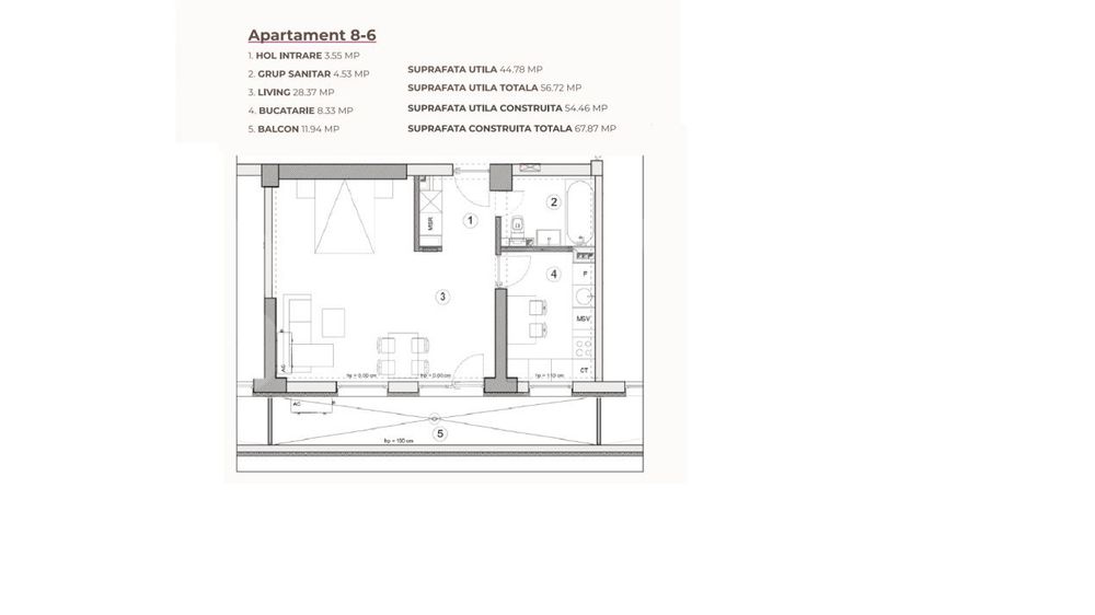 Studio, 56.72 mp, ansamblu cu 0% Comision la Achizitie, zona Calea Sev — fotografia 3