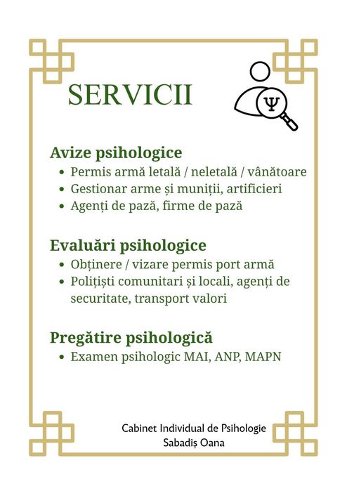 Evaluări/ avize psihologice, domeniul Securitate Națională