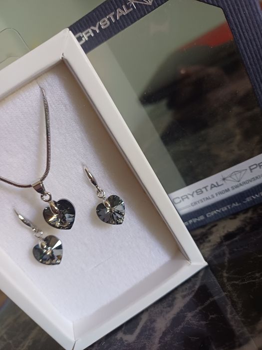 НОВ Комплект бижута Crystal Pro с кристали Swarovski, Мед. стомана