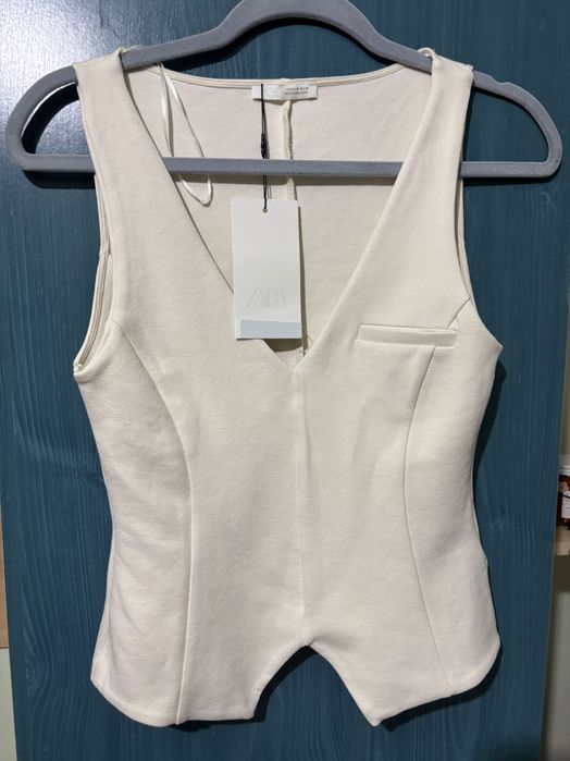 Top vestă alb Zara