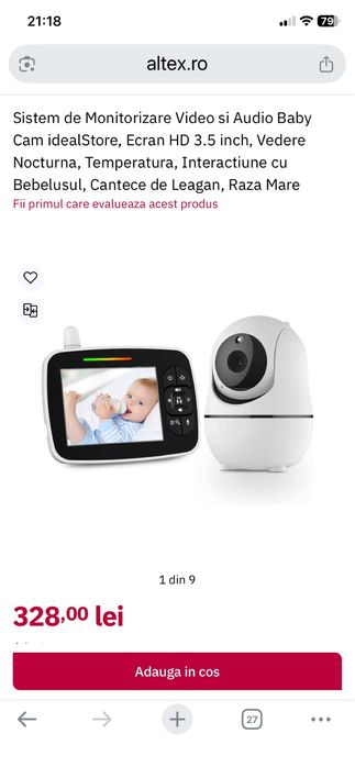 Monitor bebelusi, 3,5 inch, ecran color