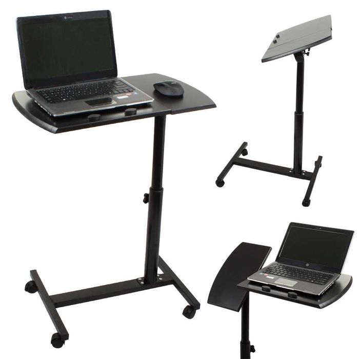 Suport reglabil pentru laptop cu roti si frane birou mobil ajustabil