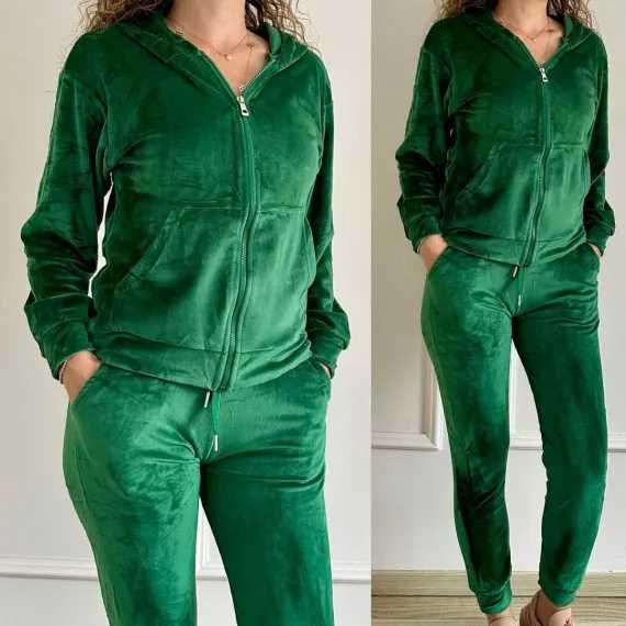 Trening de dama din catifea culoare verde