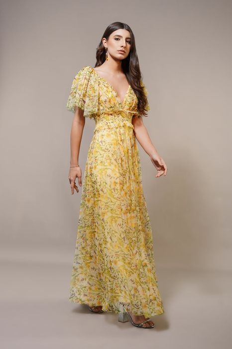 Rochie galbena nunta botez