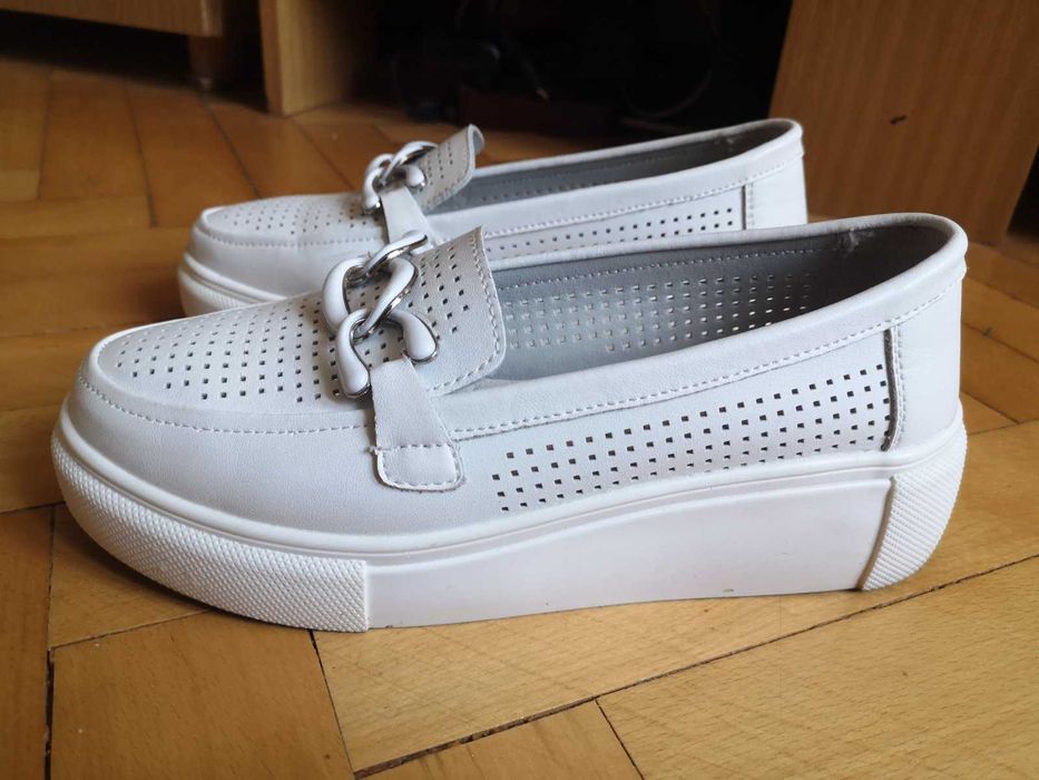 Обувки от естествена кожа, MatStar, 38, бели