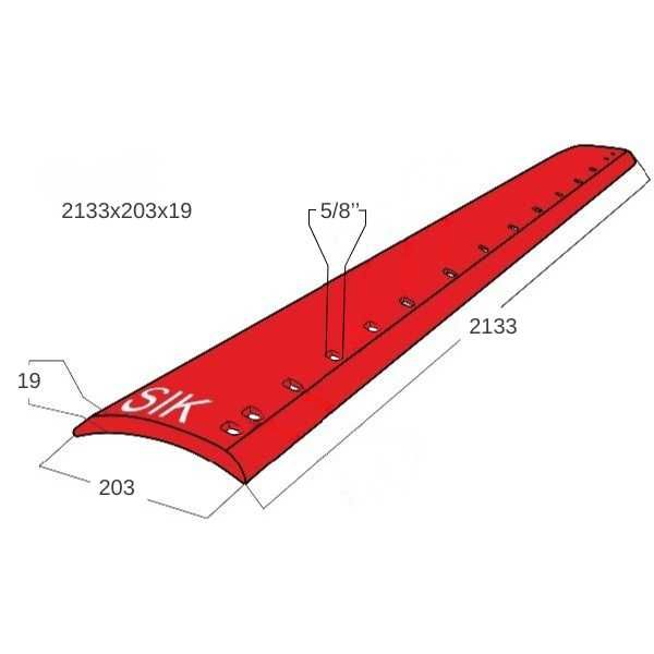 Cuțit pentru grader 2133x203x19 mm – 15x5/8'' – rezistență ridicată