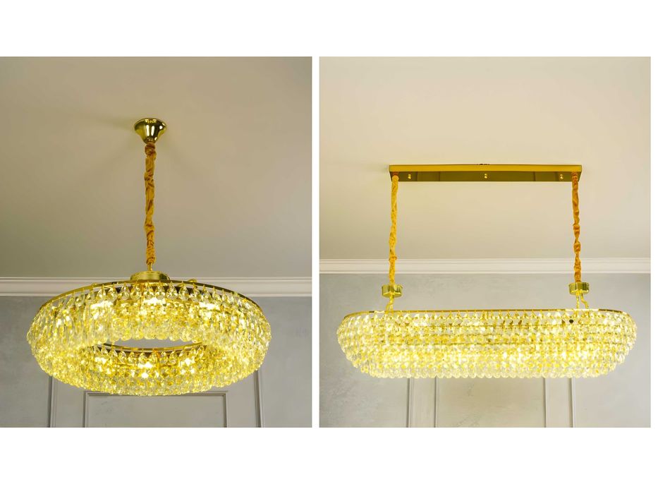 Люстра подвесная, хрустальная, с регулировкой высоты, круг и овал, Е14