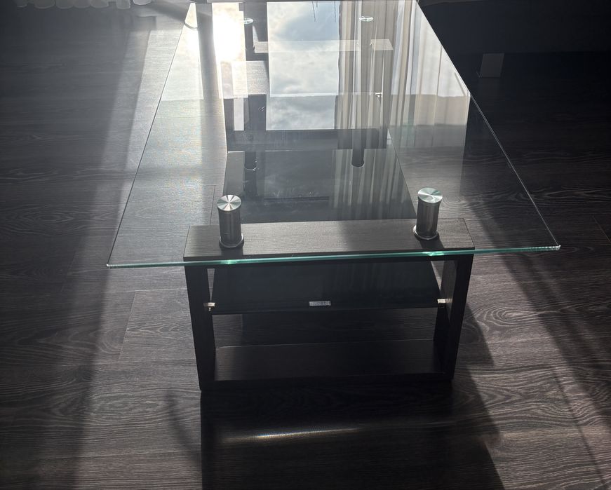 Masa de cafea din lemn+sticla transparenta