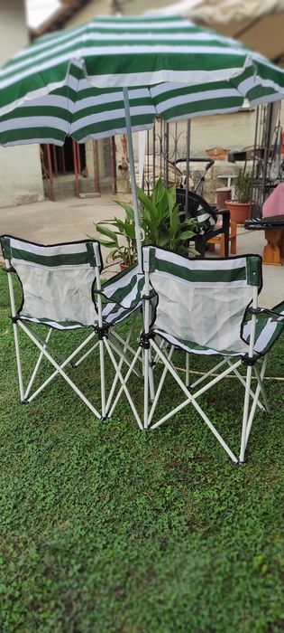 Градински комплект 2 стола с чадър и масичка НОВ внос от Германия