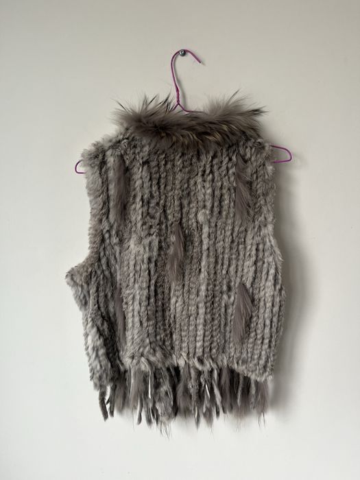 Дамски елек с естествен косъм два цвята