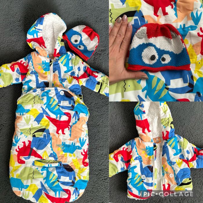 Бебешко яке с чувал и шапка Benetton