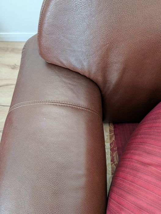 Set canapele lemn masiv, piele naturala