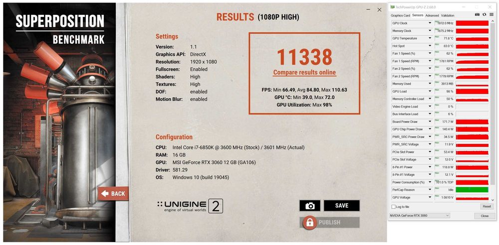 ТОП състояние Видео карта GPU MSI RTX 3060 VENTUS 2X 12G OC 12GB GDDR6