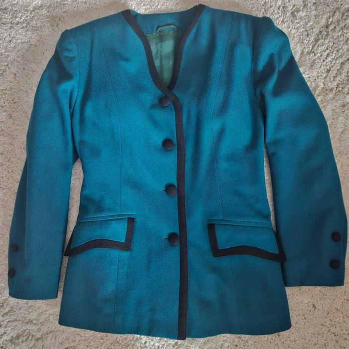 Tinuta de primăvară/toamnă de stofa, culoare turcoaz