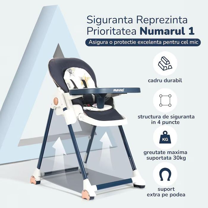 Scaun de Masa 3 in 1 Mavio® Ascend Nou, Sigilat, Inaltime Ajustabila, Varsta 6-36 luni, Roti Detasabile