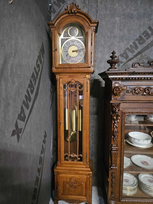 Vand ceas de podea cu 3 greutati carcasa lemn masiv