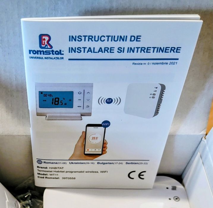 termostat modern cu Wifi smart, Romstal Habitat digital wireless Wi-Fi