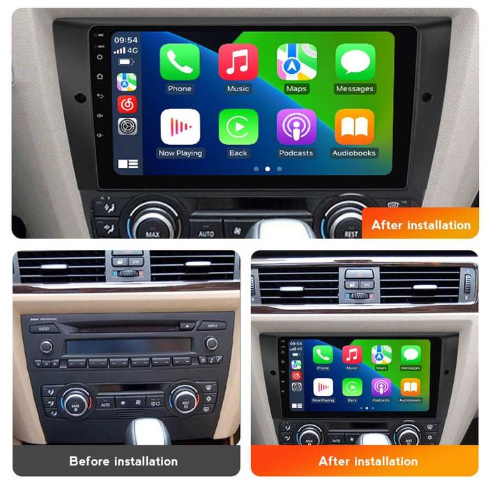 Navigatie Android 14 Bmw Seria 3 E90 91 92  1/8 Gb Waze CarPlay CAMERA