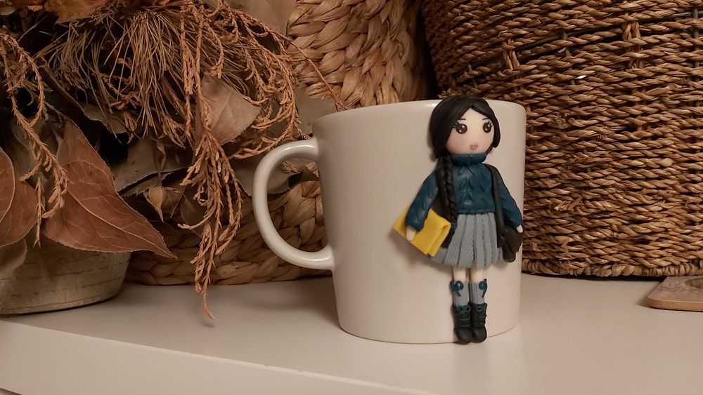 Cadou fetite/iubita cana papusa scolarita, eleva, studenta fimo