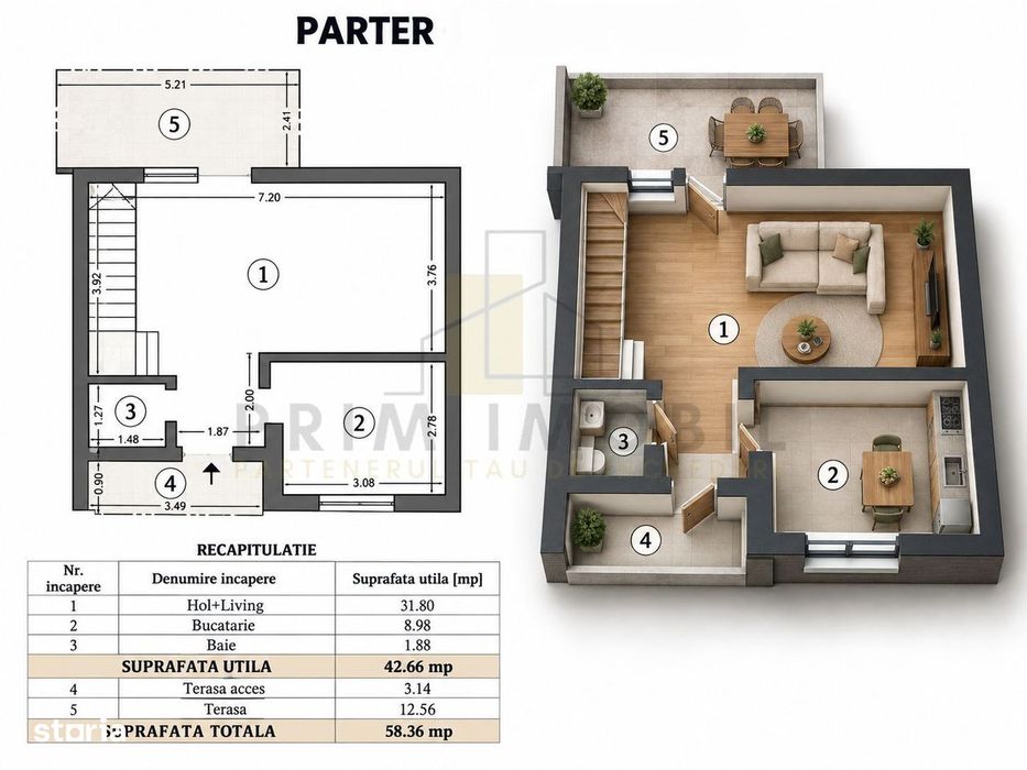 Vila individuala Bucium, 3 camere, curte proprie, mobilata complet,