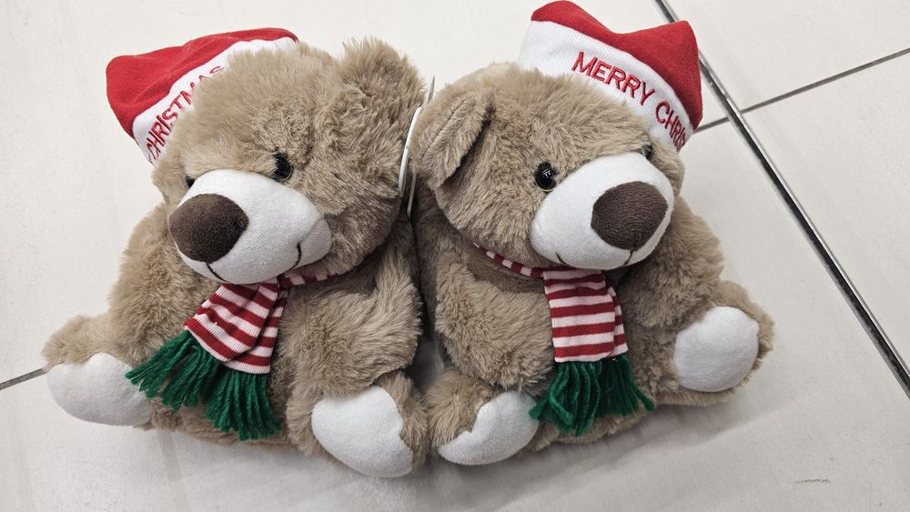 Коледни пантофи пантофки мече