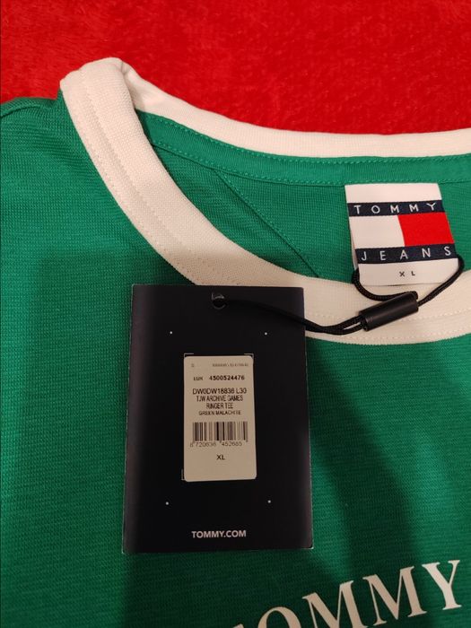 Tricou dama Tommy Jeans verde pentru M sau L slim