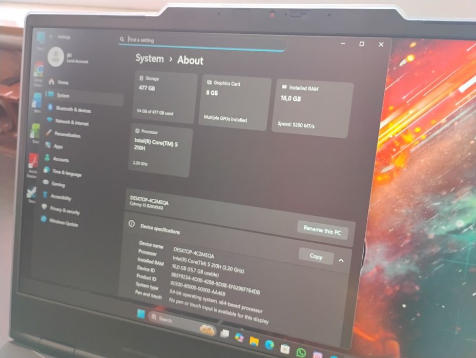 Laptop MSI - Ai - intel core 5 - RTX