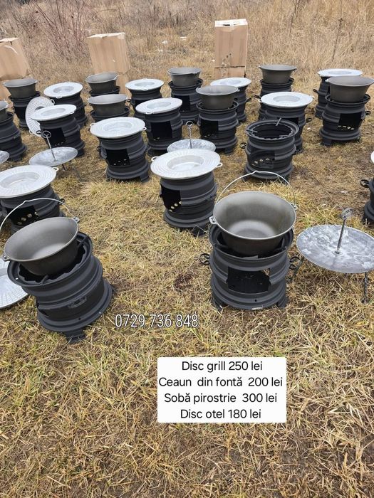Disc  grătar pentru  prăjit fript,  ceaun  fontă