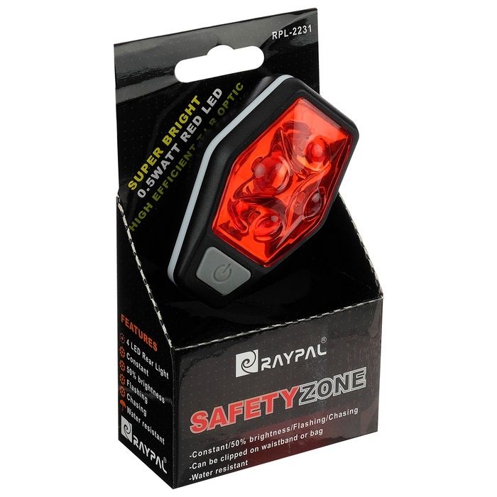 Задна LED стоп светлина за велосипед RAYPAL, 80 Lum, 2xAAA, 4 режима