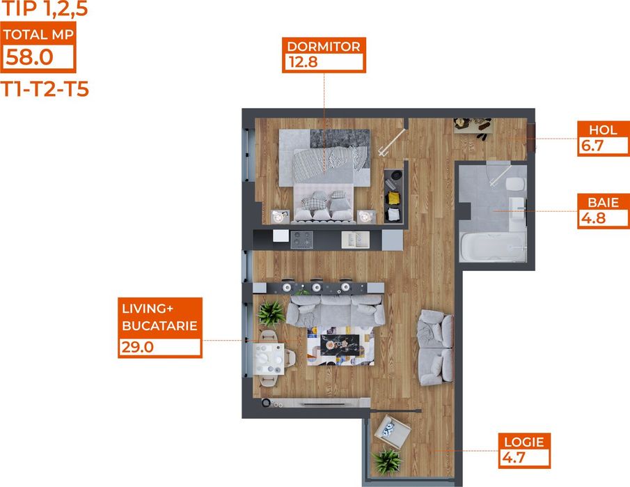 Finalizat - Ap. 2 Camere - Comat Towers, TIP 5 TOP , 58mp, Păcurari