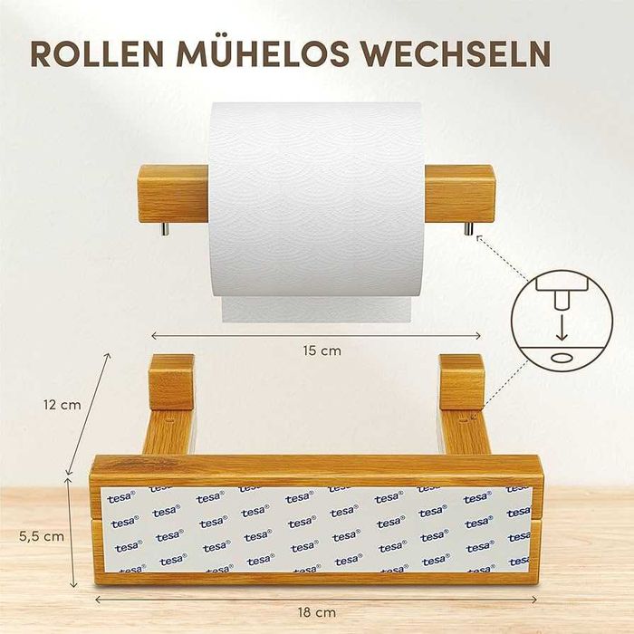 Дървена поставка за тоалетна ролка wooq Fritz
