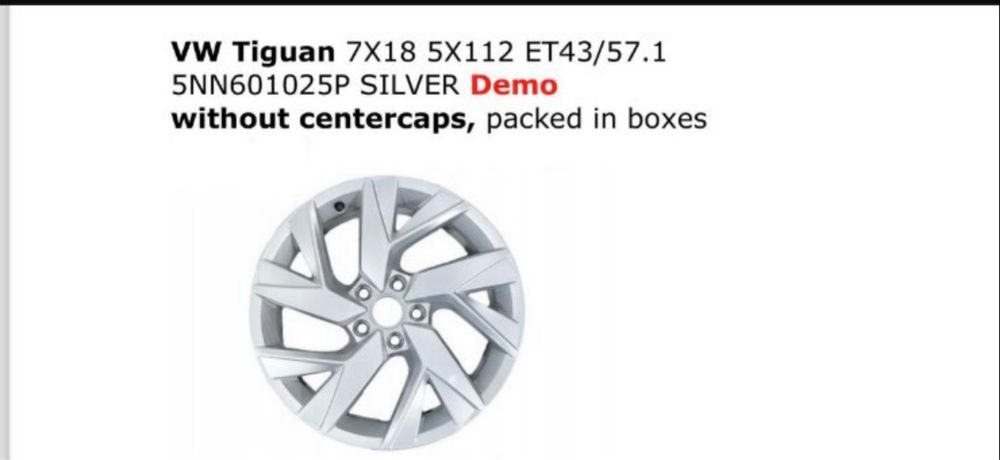 Джанти 18 цола 5х112 VW Tiguan T-Roc Skoda Kodiaq Seat Tarraco Audi Q3