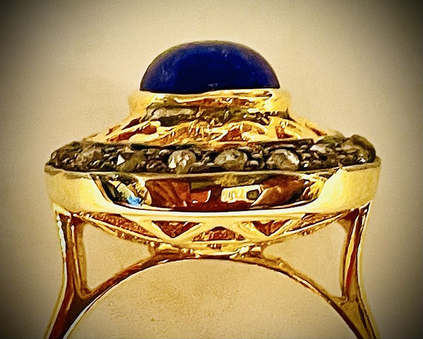 Inel diamante si lapis lazuli