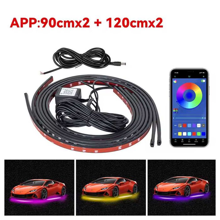 RGB LED Ленти за Под Купето на Автомобил APP 90/120 см Neon 12V